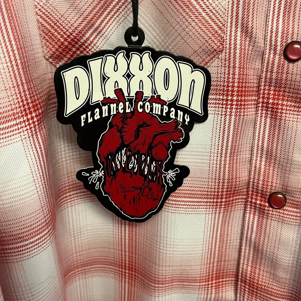 DIXXON White and Red Heartbreaker Flannel Shirt - Picture 3 of 3